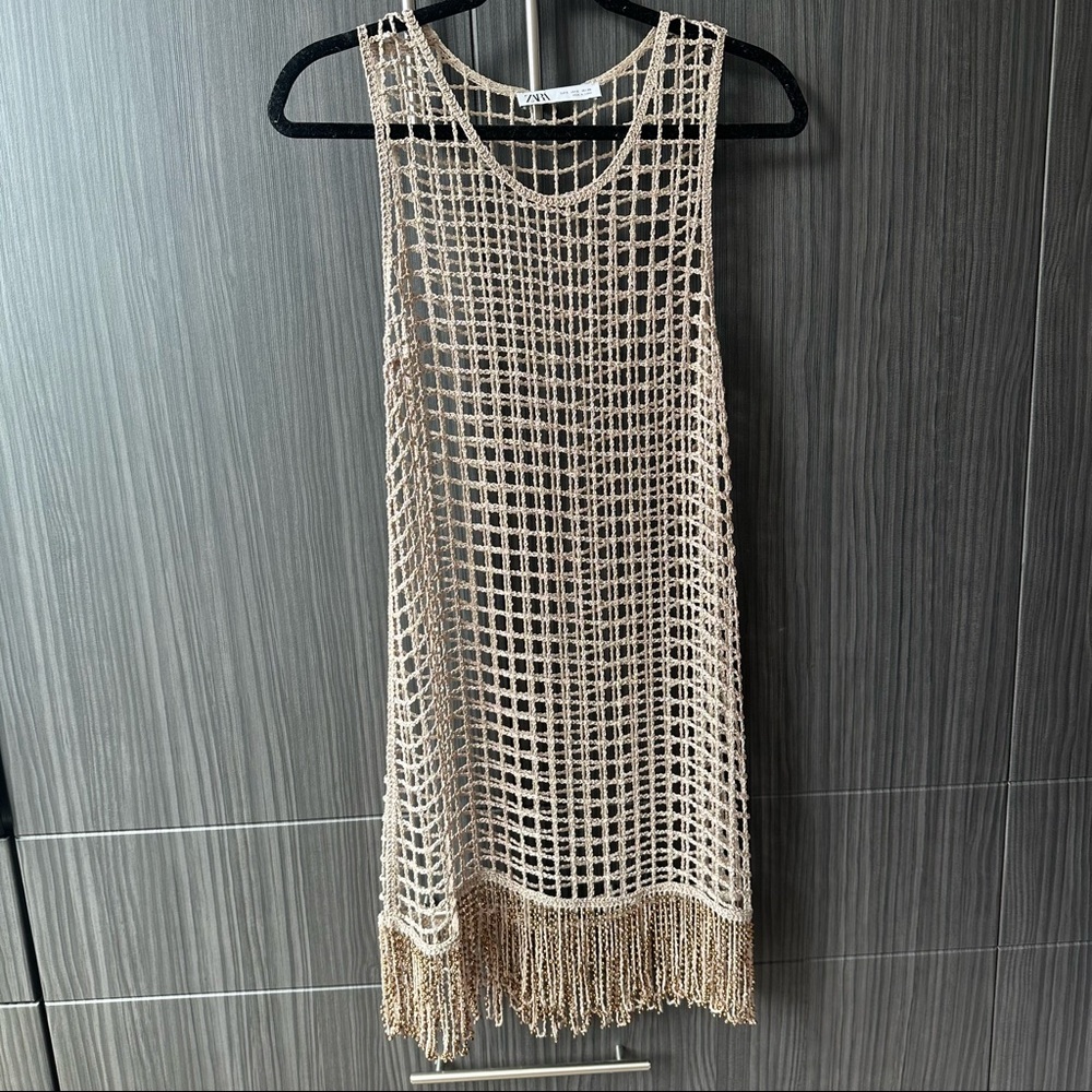 Zara Tan Knit Dress - I wore as a beach coverup